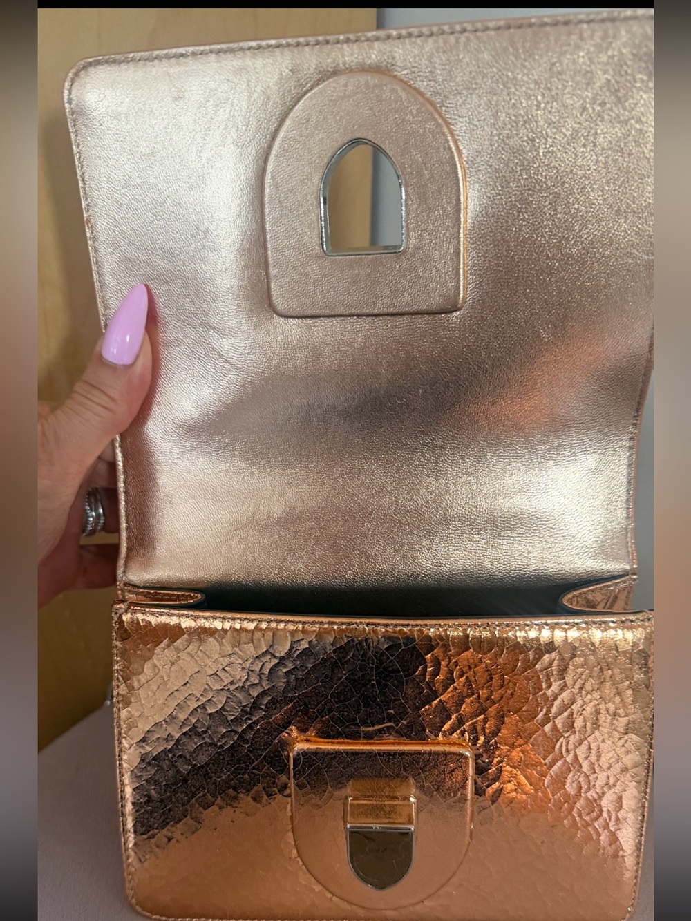 Dior Ceramic Effect Deerskin Diorama Club Bag Metallic Rose Gold - Picture 2 of 2